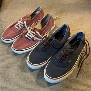Navy + Red Denim Vans s